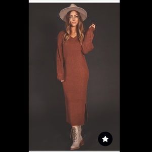 Rust Sweater Midi Dress